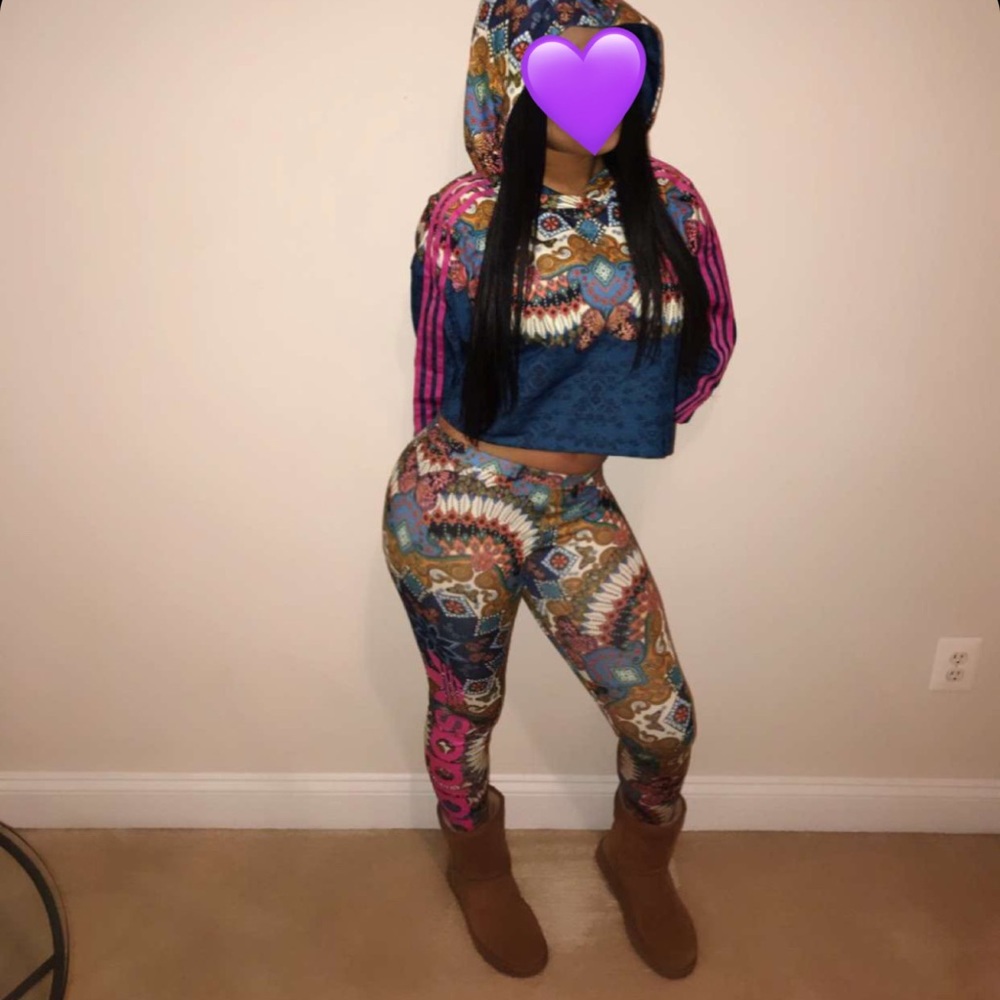Adidas floral set, worn once.